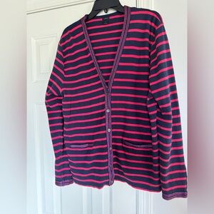 J. Crew Navy and Red Striped Sweater XL